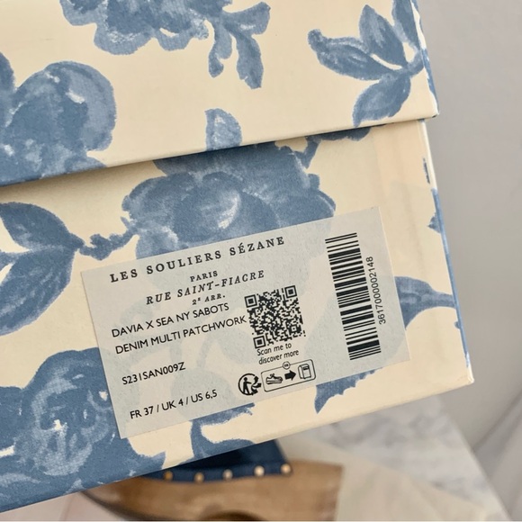 [🌟 PRICE FIRM] SEZANE x Sea NY Davia Clogs Denim Blue Suede Leather Patchwork - Picture 13 of 13